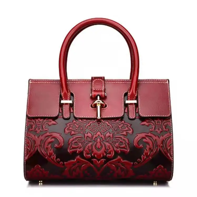 

Handbag Fashion Elegant Retro Shoulder Sling Bag Top Handle Bags Genuine Cow Leather for Women Girls Clutch Single Flower CN;GUA, Various