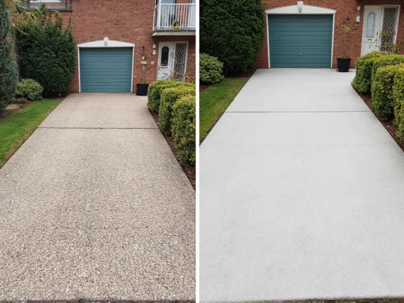 Before and after driveway cleaning with DIY power wash
