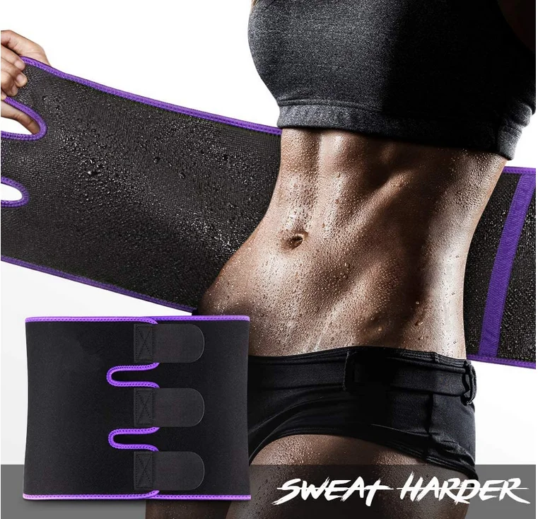 

Private Logo Comfortable and Adjustable Strong Back Support Sweat Band Waist Trainer Belt, Black material + colorful trim