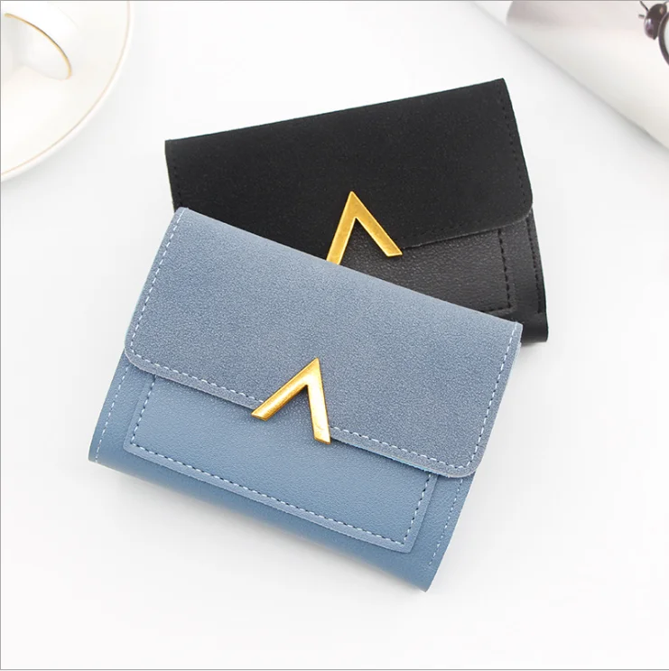 

Chic Womens Coin Purse PU Leather Card Wallet Holders Multifunction Card Holder Three Fold Short Wallet For Women Fashionable, Blue / black / green / gray / light pink / dark pink / red / brown