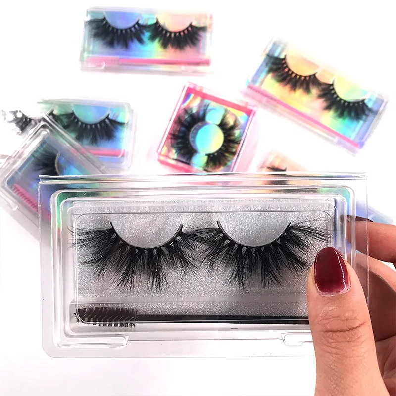 

Create your own brand thick fluffy 25mm false lashes 3d real mink eyelashes bulk vendor, Black