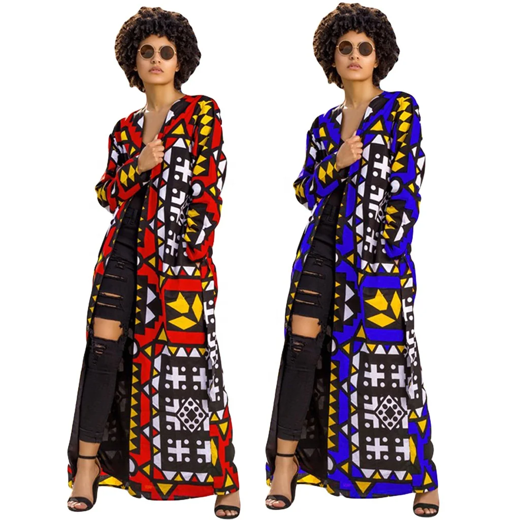 

Dongguan factory hottest africa clothing printed full length cardigans long maxi cardigan for women