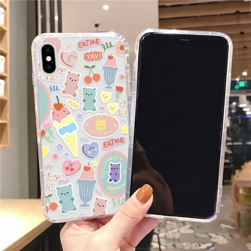 

Cell Phone Accessories Mobile Phone Bumper Cover Tpu Case Girls Cartoon For Iphone 11 12 Pro Max, Transparent clear and black