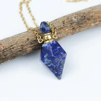 

BD-T390 Lapis Stone Perfume Bottle Pendant Necklace Fashion Three-dimensional Pendant Gold Color Thin Chain Unique Necklace