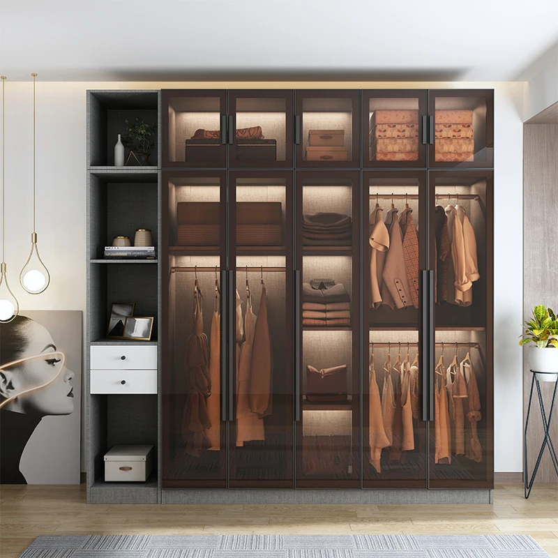 Walk In Closet Modern Personal Residential Customization Clear Glass Door Wardrobe