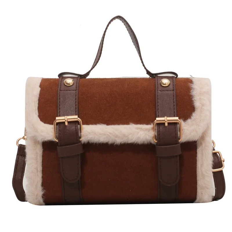 

Matte Leather Small Handbags Women Shoulder Bags Ladies Crossbody Fur Bag