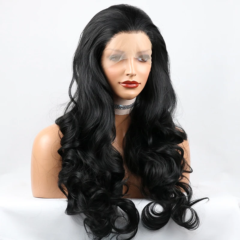 

Synthetic Lace Front Wigs 1B Color Natural Long Wavy Hair Futura Hair Wigs With Natural Hairline for Black Women Daily Wear Wig