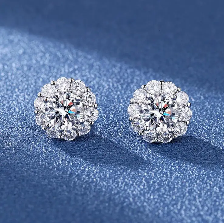 

Diamond Imitate Moissanite Silver Plated Color Stud Earrings Jewelry Gift