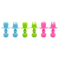 

BHD First Self Feeding Baby Utensils BPA-Free Toddler Silicone Spoon and Fork