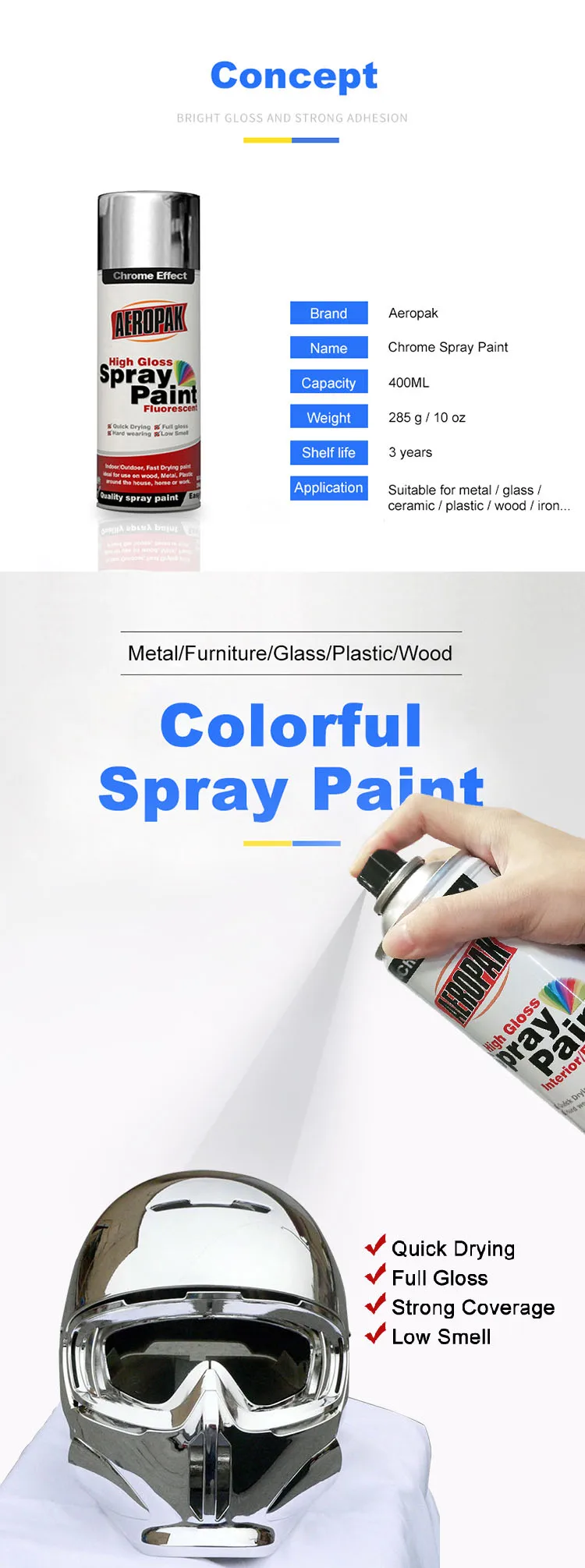 AEROPAK Color Paint Chrome spray paint for car