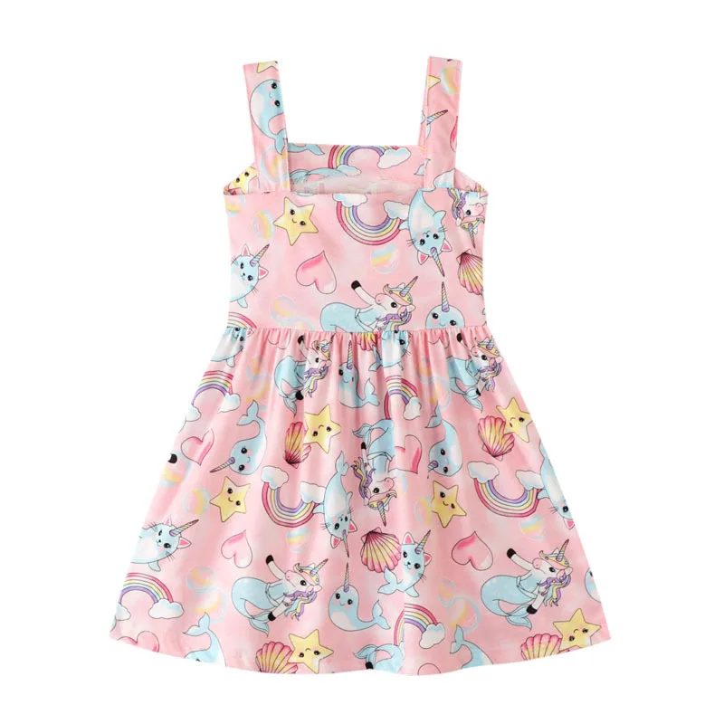 

F40513A new arrivals hot fashion cartoon cute slip dress baby girl printed dress summer kids baby girl dress