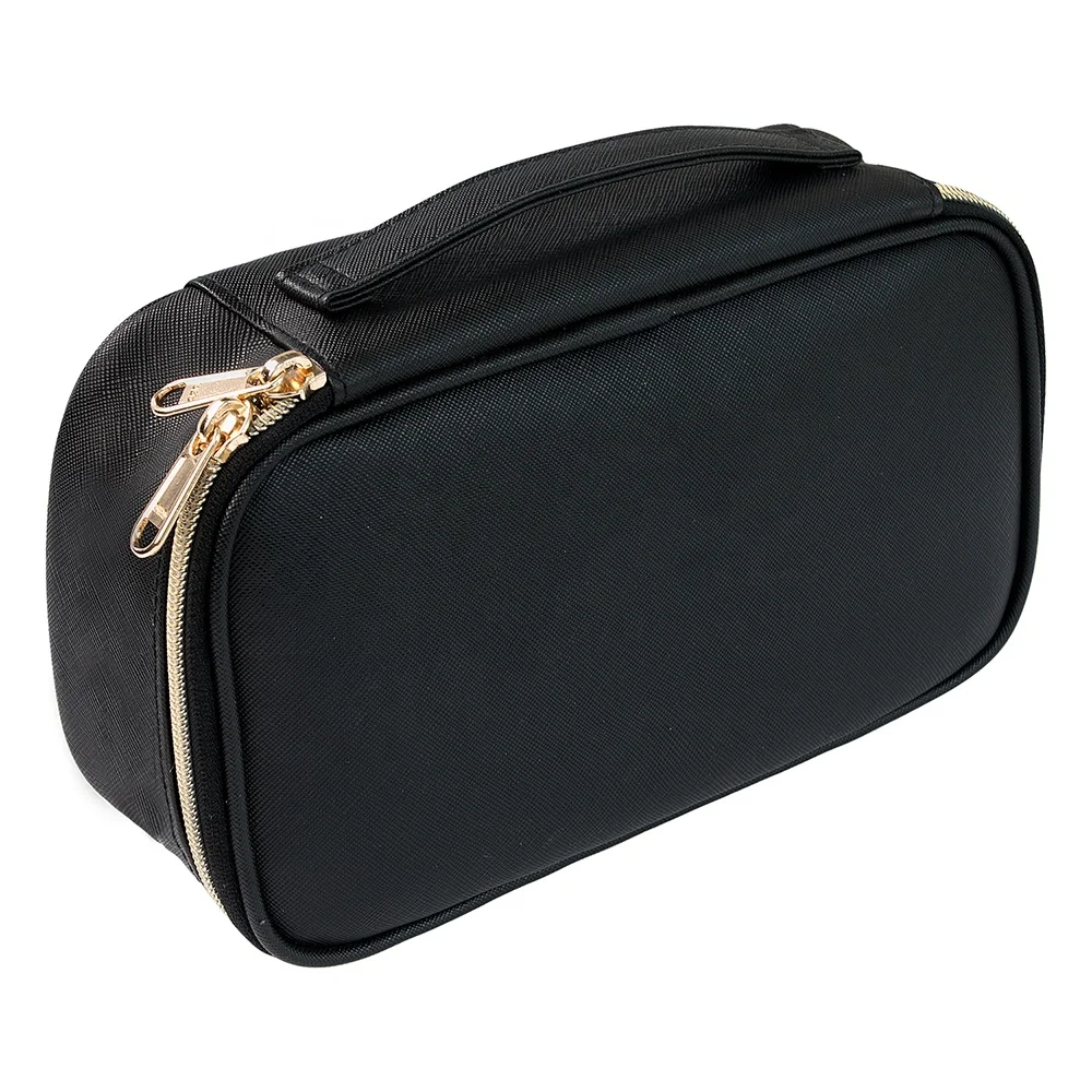 

Free Dropshipping Relavle 2021 New Single Layer Portable Waterproof Travel Cosmetic Beauty Case Gold Zipper Makeup Storage Pouch Bag, Black