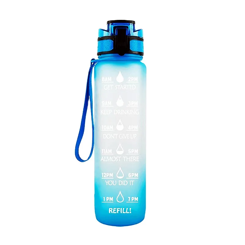 

Amazon top Seller Gradient colour Big Capacity Wholesale Motivational Sport Water Bottle BPA free 750ml plastic eco friendly