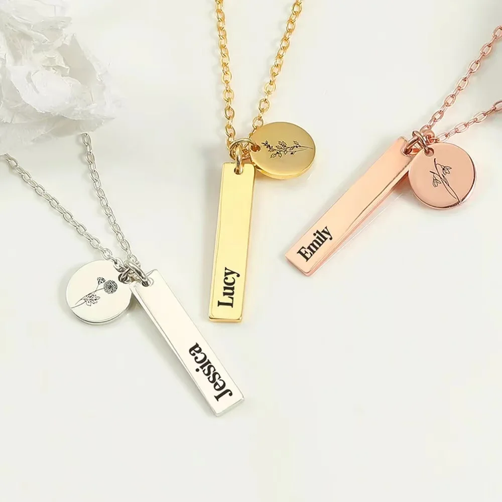 

Custom 18k Gold Plate LOGO Engraving Stainless Steel Personalised Double Plated Children Name Necklace