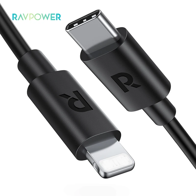 

RAVPower Black+PE BAG RP-CB062 Data Cables 1m TPE Type-C to L Type C Cable Phone Fast Charging Cable for iphone