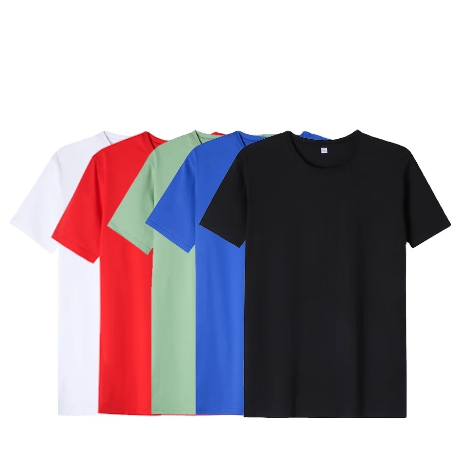 

170GSM 95% Cotton 5% Spandex Summer Short Sleeve Blank t Shirt For Men 2021 Custom Logo Printing Men Plain T-shirts Wholesale