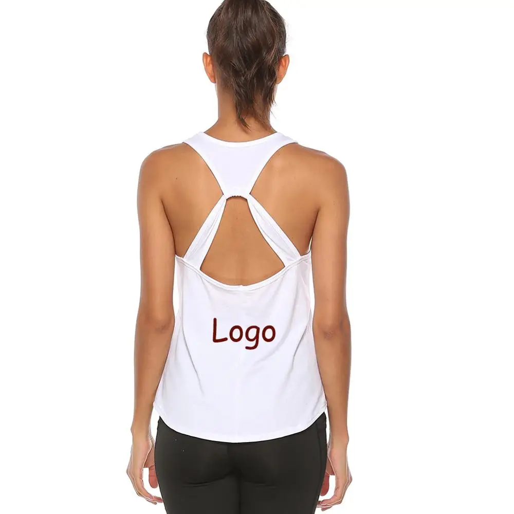 

New personal logo fashion womens custom sexy open back gym tank top fitness, 5 color
