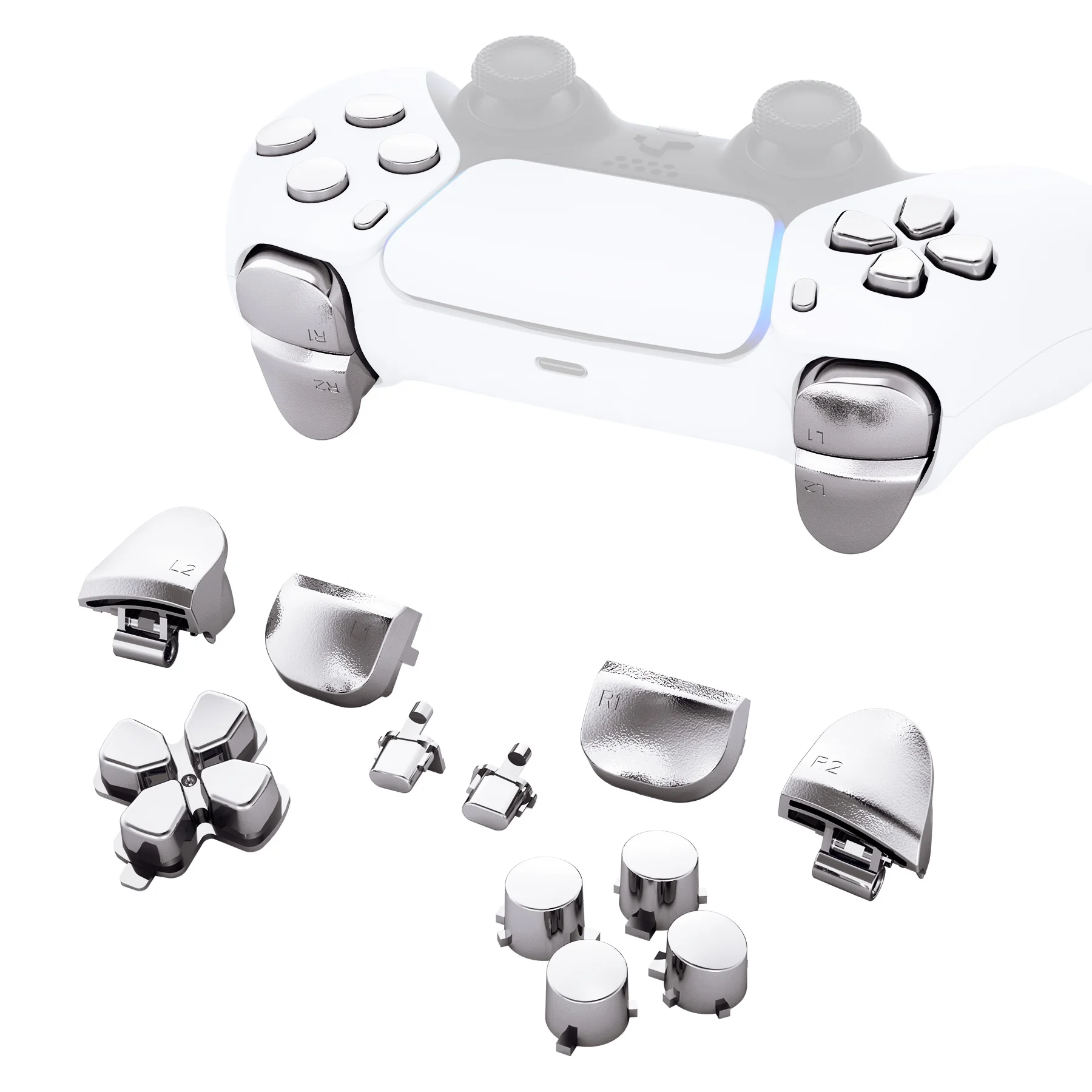 

Plastic Sliver Plating 11in1 PS5 Controller OEM Dpad Action Trigger Button Kits For Playstation5 Button