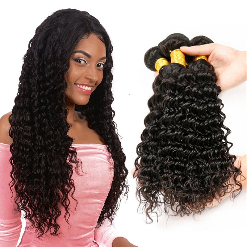 

New products virgin Mink human hair Bundles with lace Closure deep wave Brazilian human hair 10A hair weave bundle with closure