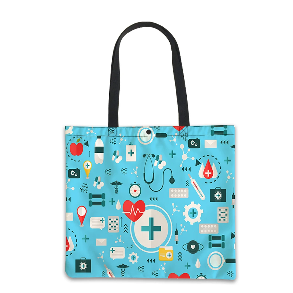 

Factory directly custom design print on demand Health care pattern Sublimation reusable canvas large shopping tote bag