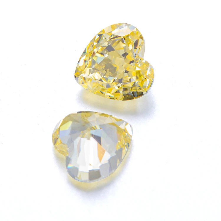 

Zhanhao heart cut loose gemstone fancy color simulant Yellow diamond 0.25ct- 5.0ct free fire diamond top up ZIRCON, Fancy yellow diamond