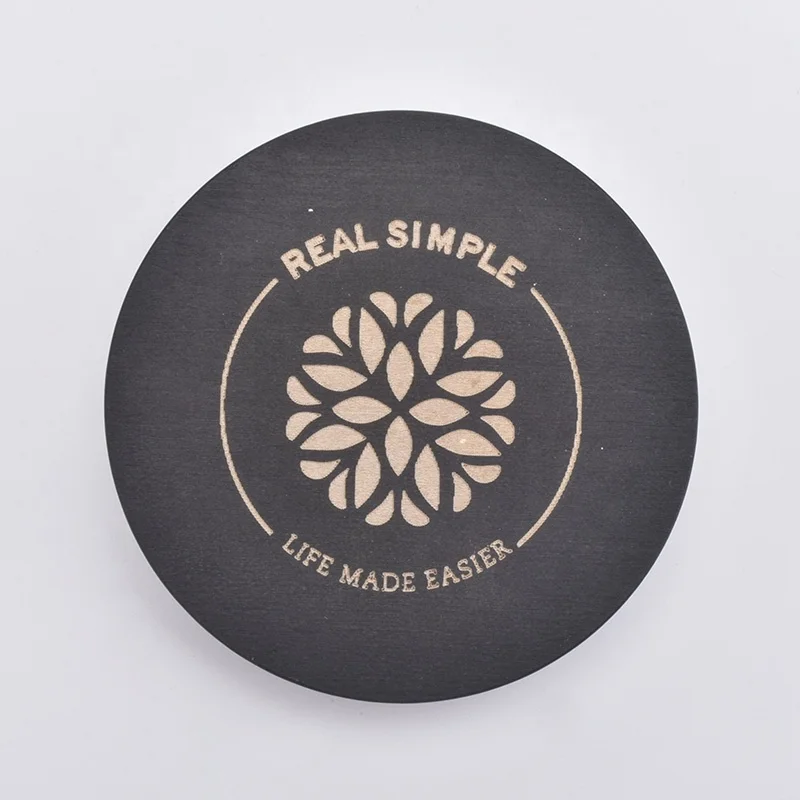 Eco-Friendly round wooden lid for candle jar coffee cup custom
