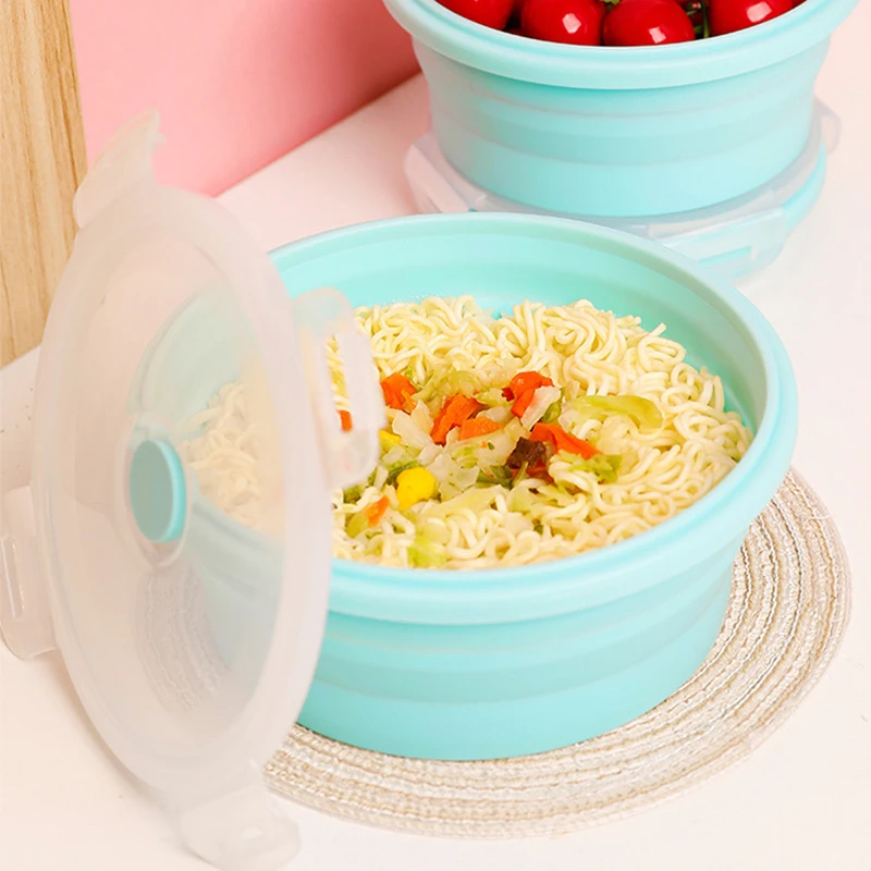 

fiambrera de silicona portable 4 pcs collapsible food storage container kitchen folded silicone folding lunch box