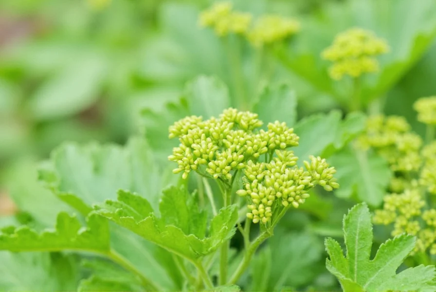 Close-up view of celery seeds showing their small size and brown color