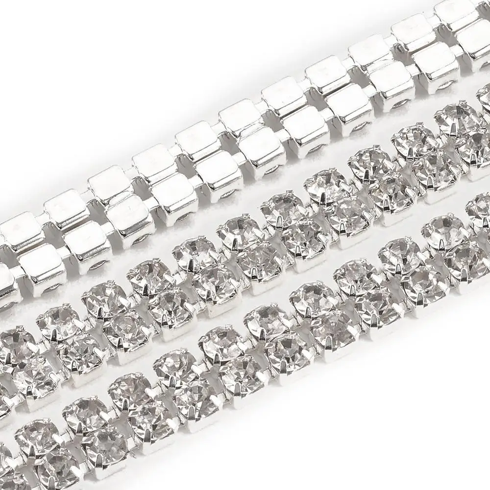 

PandaHall 7mm Silver Brass Strass Rhinestone Cup Chains, Crystal