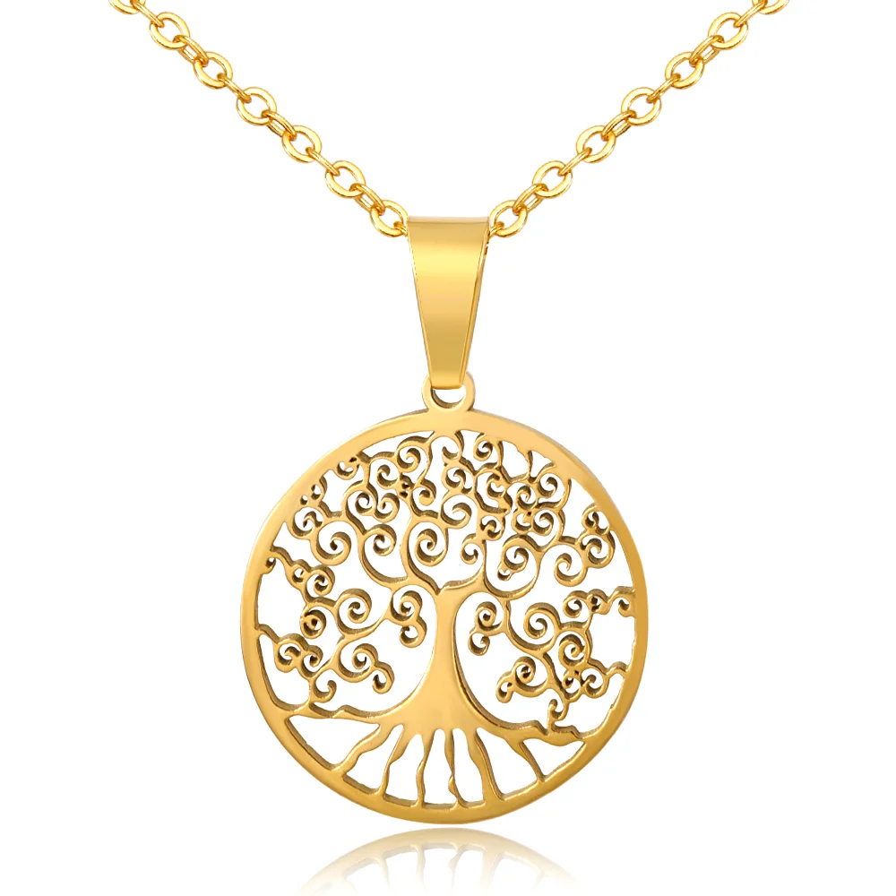 

Rose Gold Tree Of Life Necklace Joyeria Fina Stainless Steel De China for Women Jewelry Cadena De Oro 14K, Steel/gold/rose gold and other