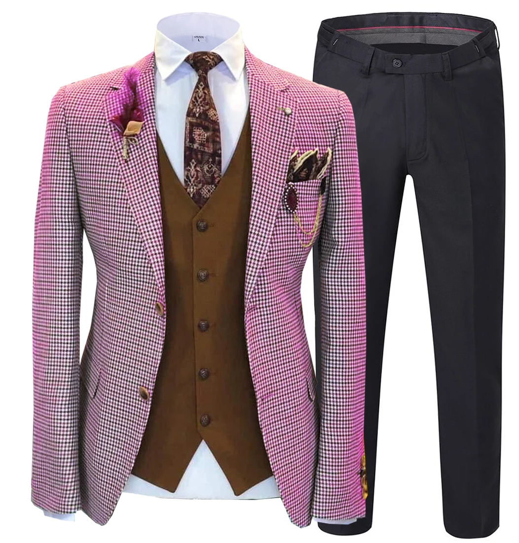 

Business Plaid men's suits dog tooth jacquard design
