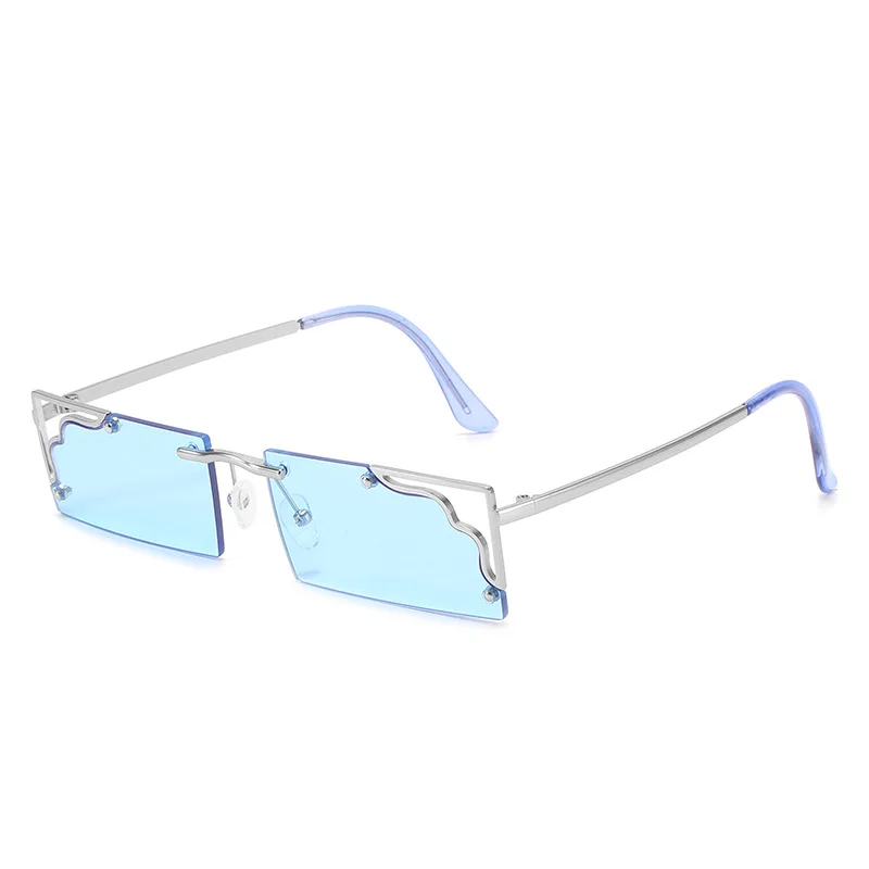 

DCOPTICAL 2021 Fashion Trend Shades Small Frame Half Rim Hollow Metal Leg Semi Frame Women Rectangle Man Sunglasses