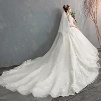 

CustomLuxury Wedding Dress 2019 Ball Gown Lace Appliques Sweetheart Bridal Gowns Long Train Bride Dress