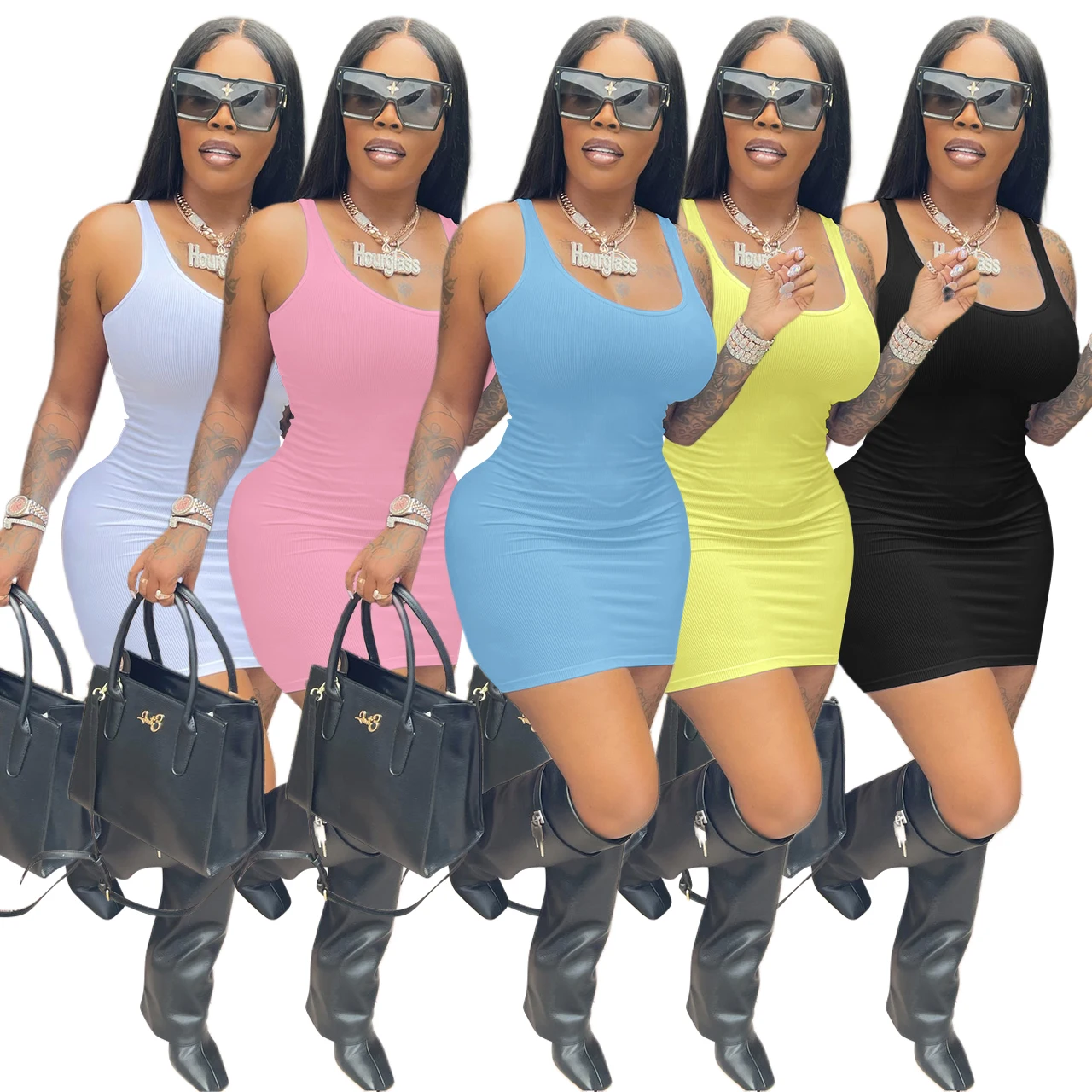 

wholesale clothing solid color sexy sleeveless mini sundress