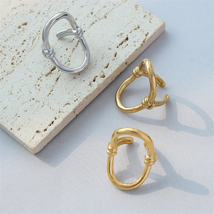 

18k Gold Female Ring Jewelry Women Simple Designs Unisex Stainless Steel Rings, Golden