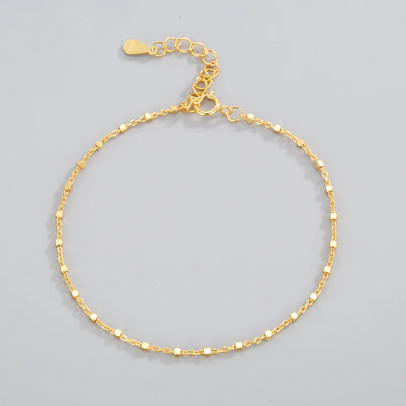 Fine Jewelry 925 Sterling Silver Niche Design Small square Versatile Chain Bracelet Women Silver 925 Chain Bracelet Wholesale