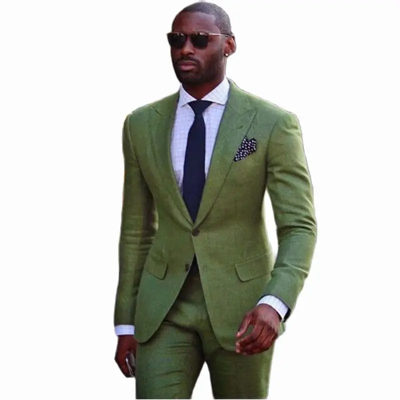 

Green Groomsmen Men Suit 2022 Wedding Summer Suits Single Breasted 2 Pieces Business Suit for men (Jacket + Pants) Costume