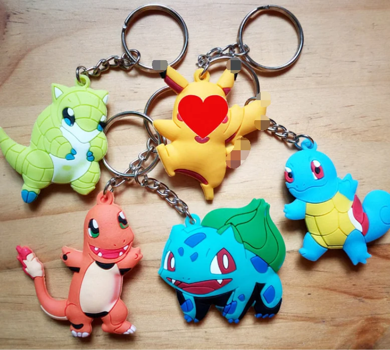 

Free Shipping Keychains Pokemon Toy Bulbasaur Charmander Action Figure Woman Bag Keychain, Colorful