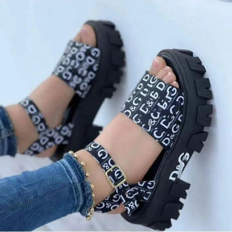 

GX01A08 INS Hot Selling Flat Platform Sandals NEW Women Non Slip Open Toe Slides Slippers Summer Beach Sandals Shoes