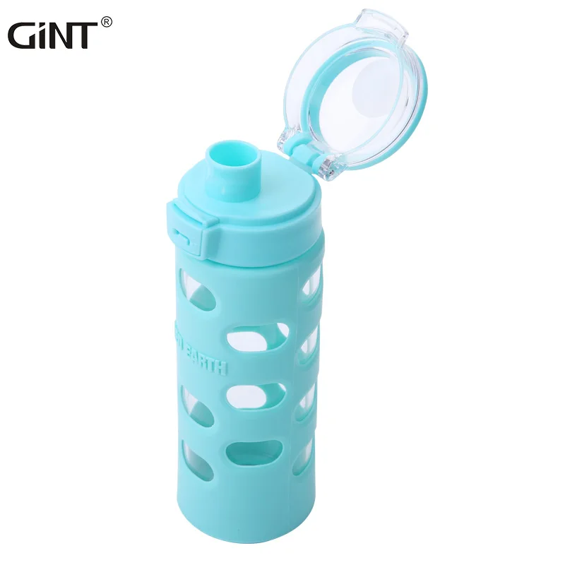 

GiNT 580ml Manufactory Custom Logo Portable Glass Water Cup Anti-scald Glass Water Bottle with Handle, Customized colors acceptable