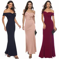 Ladies Wine Red/Navy/Pink/Long Sexy Maxi Party Clu
