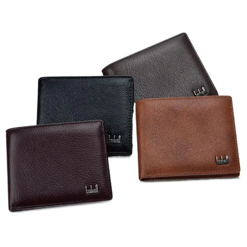 

chinese factory directly sell custom excellent quality men leather purse short purse men's wallet, Black, light coffee, puce, crimson