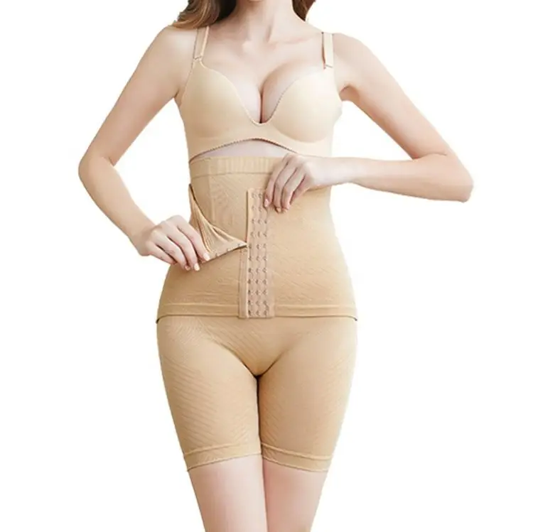 

Dropship Women Seamless Shapewear Slimming Postpartum Tummy Control Body Shaper With 3 Buckle Corset Belt, Black,nude