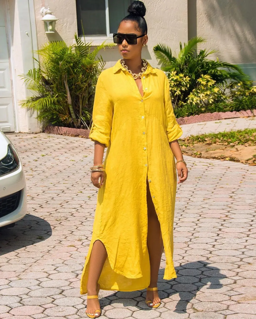 

Best Selling Women Loose casual solid color long shirt dress plus size dress