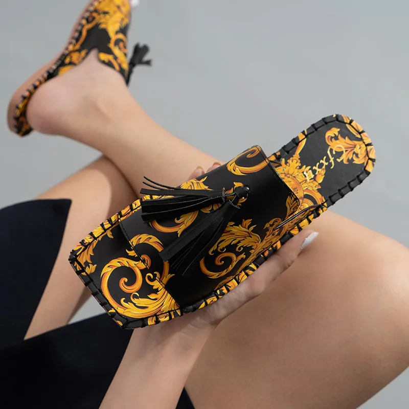 

Designer Flower Tassel Sandals 2021 Flat Bottom Luxury Slippers Famous Brands Custom Slippers Women's Slide Sandals Slipper