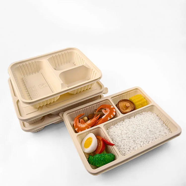 

Hot Sale 3 Compartment Lunch Box Take Away Disposable Paper Container Lunch Bio Degradable Disposable Lunch Tray with Lid