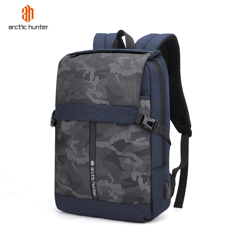 

2021 Arctic Hunter Smart Backpacks Laptop Women Backpack Camouflage Mochila Usb Charging Waterproof Backpack Women's Bag, Black/blue/lt grey