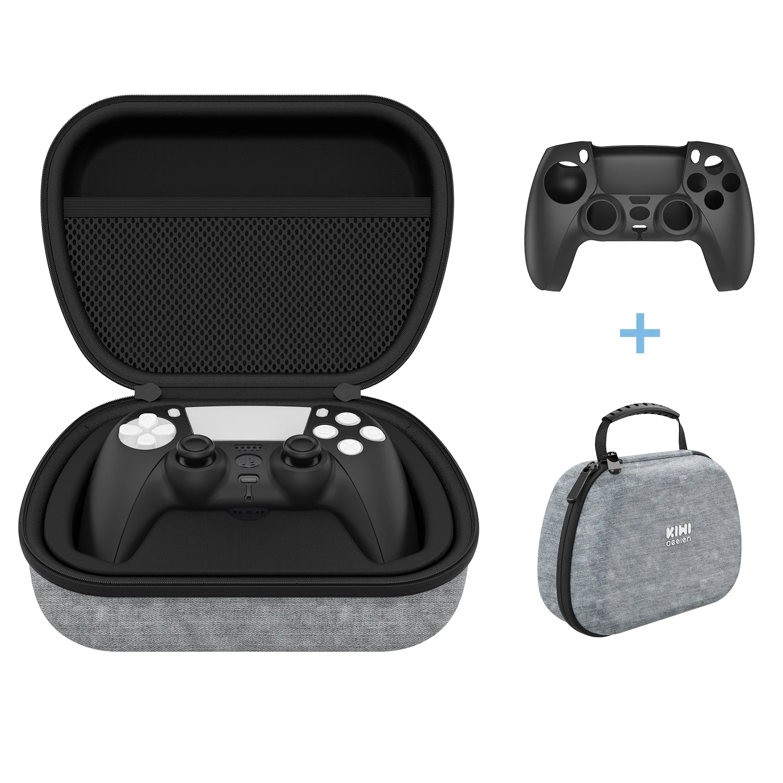 

KIWI design Travel Case For PS5 with Controller Cover Playstation 5, Gray
