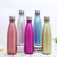 

Feiyou custom 500ml glitter swelling bottle double walled vacuum insulated stainless steel sport bottle cola shaped water bottle