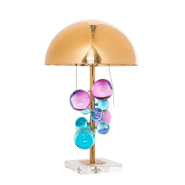 Top selling modern colorful lustre crystal ball creative led desk lamp home decor bed side glass table lamp